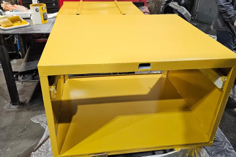 Heavy-duty custom shop table for engine service work